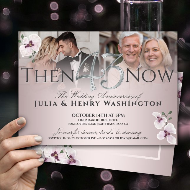 43-årsjubileum Mjuk Rosa Orkidé Inbjudningar (Skapare uppladdad)