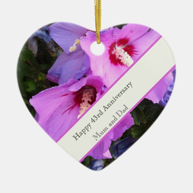 43:e Bröllop-årsdagen Julgransprydnad Keramik (Framsidan)