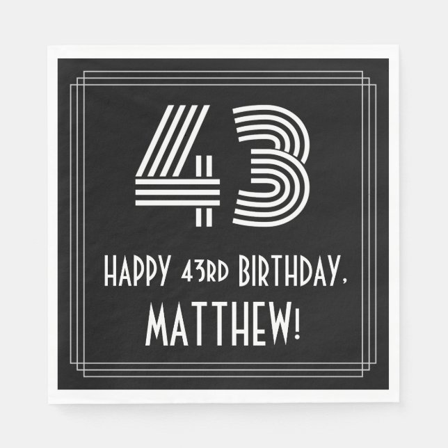 43:e födelsedagen: Art Deco Inspired Titta "43" +  Pappersservett (Framsidan)
