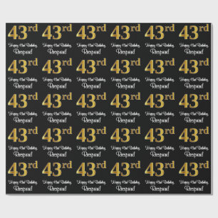 43:e födelsedagen: Elegant Luxurious Faux Guld Tit Presentpapper