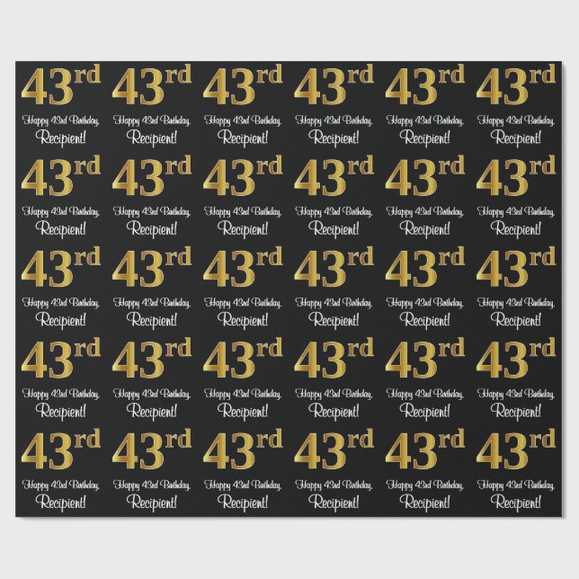 43:e födelsedagen: Elegant Luxurious Faux Guld Tit Presentpapper (Platt)