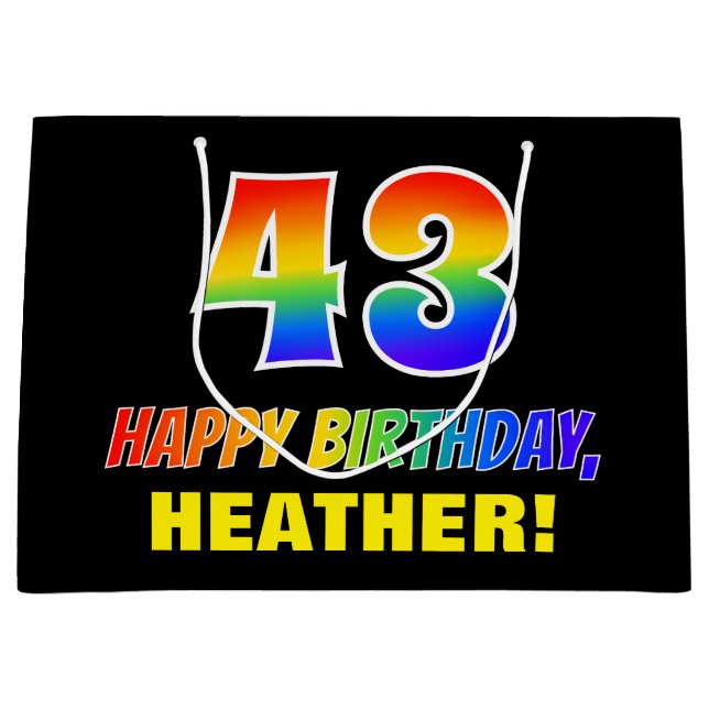 43:e födelsedagen: fetstil, Roligt, enkel, regnbåg (Framsidan)