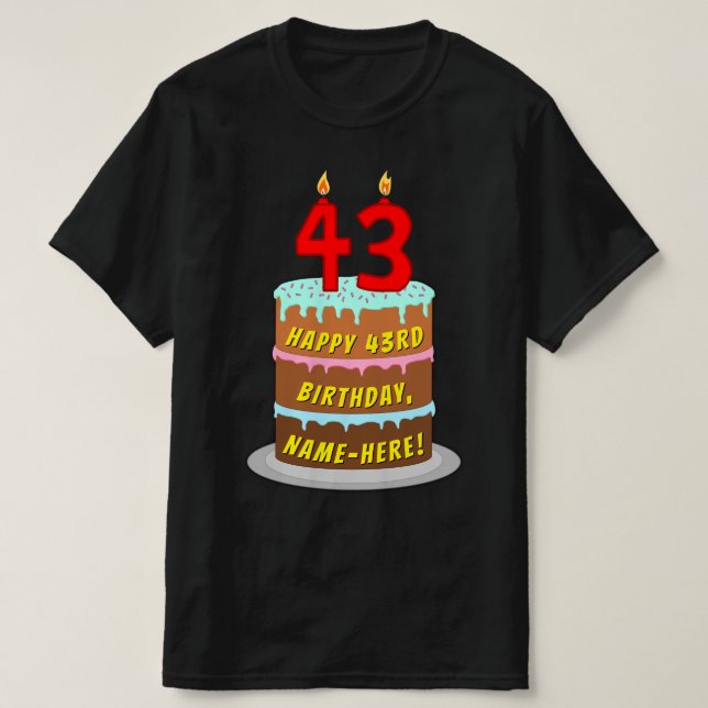 43:e födelsedagen - Roligt Cake & Candles, med ege T Shirt (Design framsida)