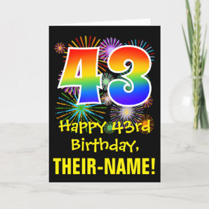 43:e födelsedagen: Roligt Fireworks Mönster + Rain Kort