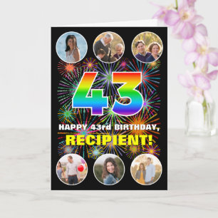43:e födelsedagen: Roligtens regnbågsnr, eget namn Kort