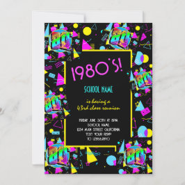 43:e Retro Färgglatt 1980-talets Skolåterträff Inbjudningar