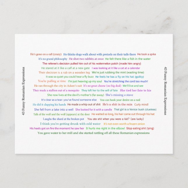 43 Lustigt rumänskt uttryck Konversation Biet Vykort (Framsida)