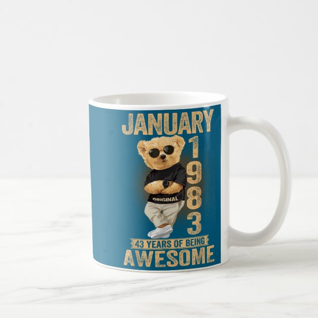 43 Year Old January 1983 Teddy Bear 43rd Birthday  Kaffemugg (Höger)