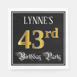 43rd Birthday Party — Fancy Script, Faux Gold Look Pappersservett