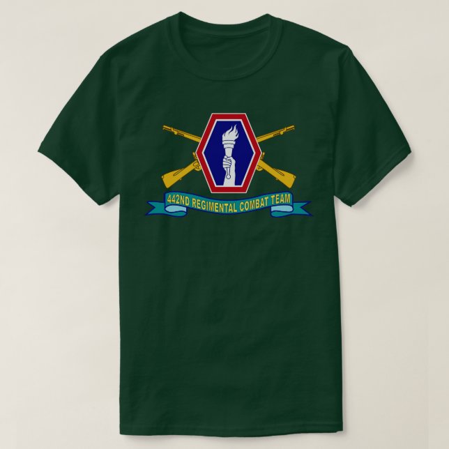 442:a Infantry Regimental Combat Team w Br SSI Rib T Shirt (Design framsida)