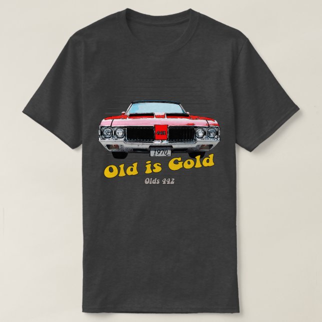 442 amerikanska Muscle Old är Guld T Shirt (Design framsida)
