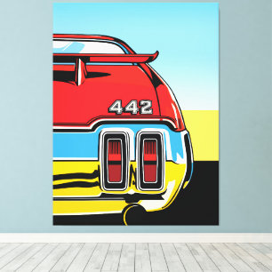 442 Muscle Car Bakvinge Pop Art Retrotryck Canvastryck