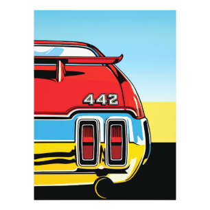 442 Muscle Car Bakvinge Pop Art Retrotryck Fototryck