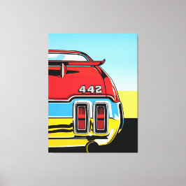 442 Muscle Car Rear Wing Pop Art Retro Print Canvastryck