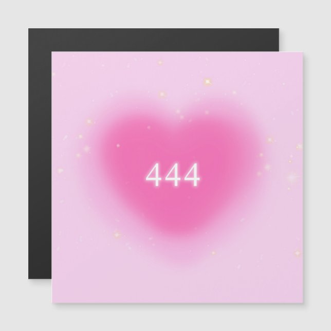 444 Modern Rosa Heart Aesthetic Angel Number (Fram/baksida)