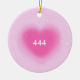 444 Modern Rosa Heart Aesthetic Angel Number Julgransprydnad Keramik