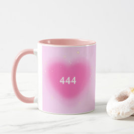 444 Modern Rosa Heart Aesthetic Angel Number Mugg