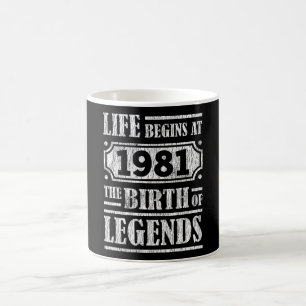 44 år gammal 1981 Legend 44:e födelsedagen Kaffemugg