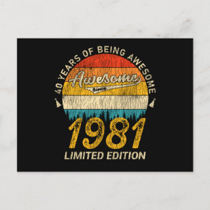44 År Gammal 1981 Retro Awesome 44-årspresent Vykort