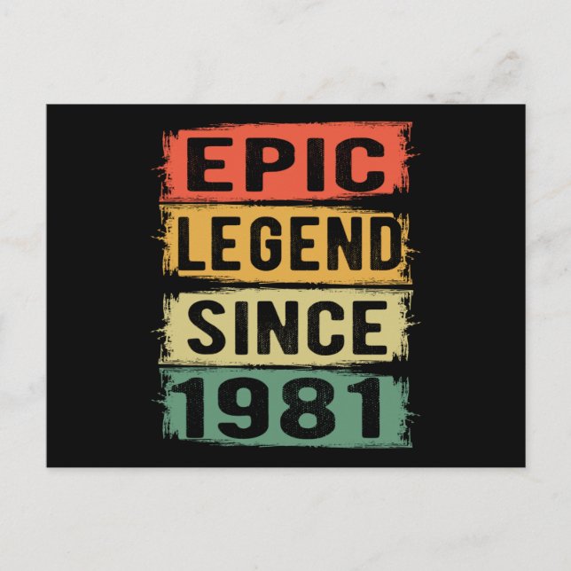44 år gammal Födelsedag 1981 Episk Legend 44-årsda Vykort (Framsida)