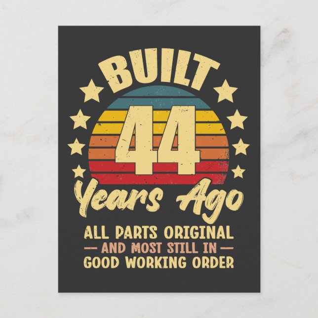 44 år sedan Alla delar är original 44-årsdag  Vykort (Framsida)