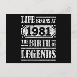 44 Årig 1981 Födelsedag För Legender 44-årsdag Vykort