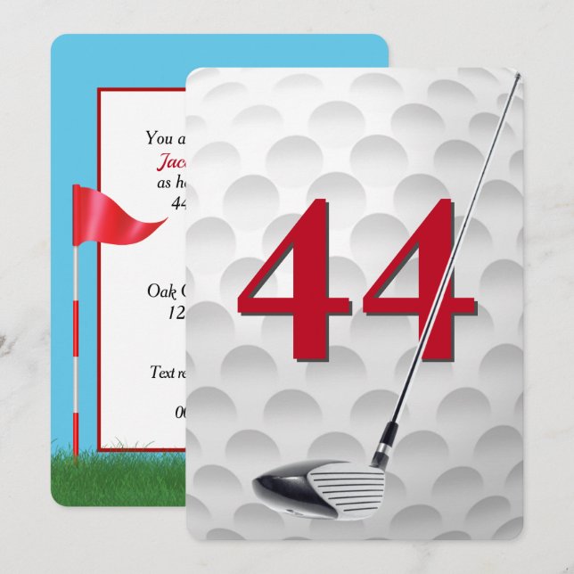 44-års födelsedags golf tema fest inbjudningar (Fram/baksida)
