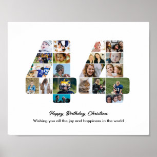 44-årsfest Nummer 44 Fotokollage Poster