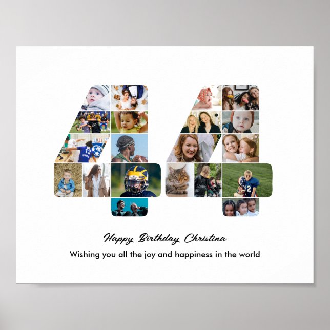 44-årsfest Nummer 44 Fotokollage Poster (Framsidan)