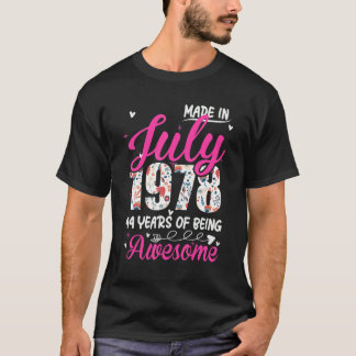 44:e födelsedag Fantastisk sedan juli 1978 Blommig T Shirt
