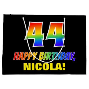 44:e födelsedag: fetstil, Roligt, enkel, regnbåge 