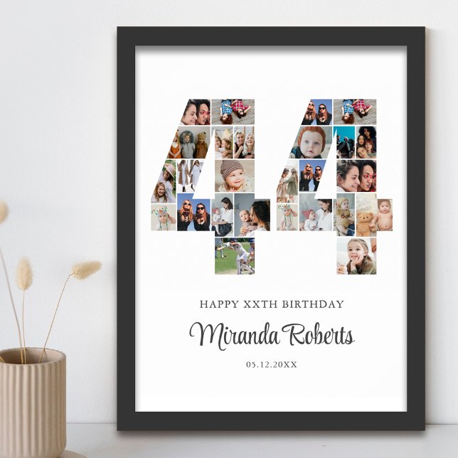 44:e födelsedag nummer 44 Anpassningsbars fotokoll Poster (Skapare uppladdad)