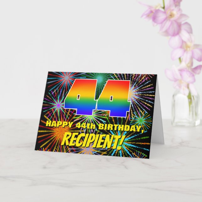 44:e födelsedag: Roligt, färgstarka brinnande fyrv Kort (Orkide)