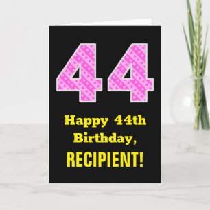 44:e födelsedag: Rosa Rand och hjärtan "44" + Namn Kort