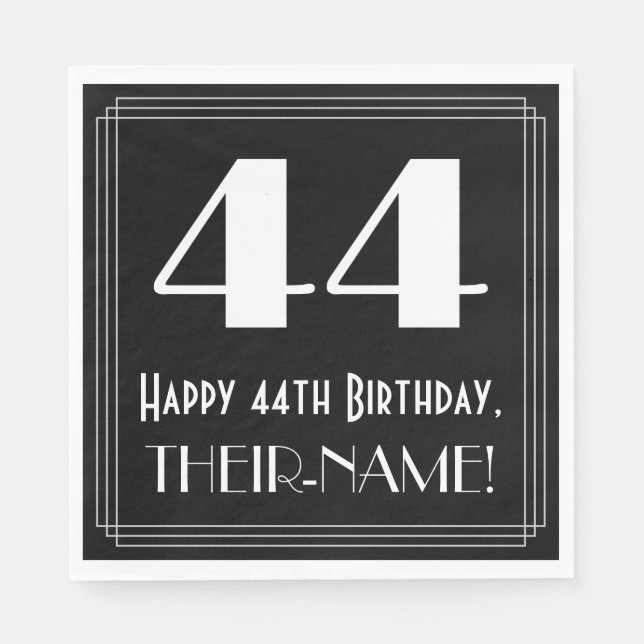 44:e födelsedagen ~ Art Deco Inspired Titta "44",  Pappersservett (Framsidan)