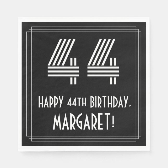 44:e födelsedagen: Art Deco Inspired Titta "44" +  Pappersservett (Framsidan)