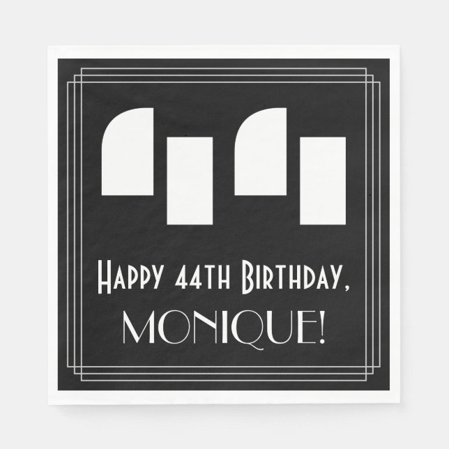 44:e födelsedagen: Art Deco Inspired Titta "44" +  Pappersservett (Framsidan)