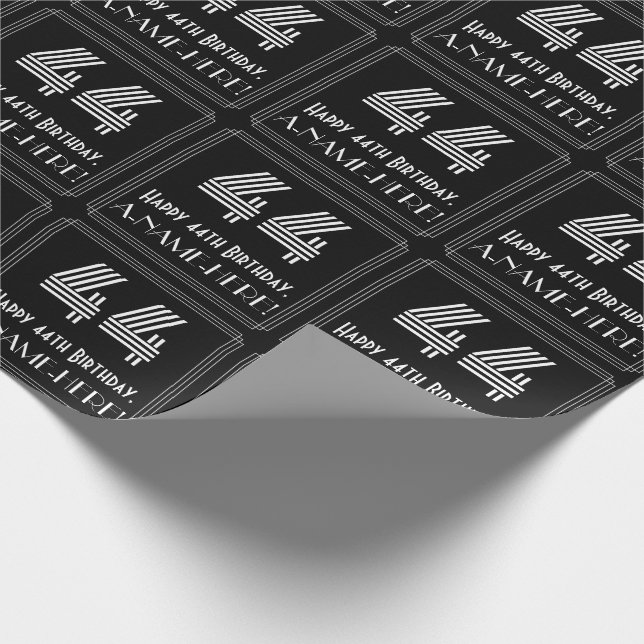 44:e födelsedagen: Art Deco Inspired Titta "44" w/ Presentpapper (Hörn)