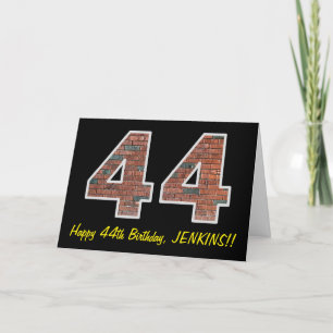 44:e födelsedagen - Brick Wall Mönster "44" w/ Nam Kort