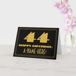 44:e födelsedagen: Namn + Art Deco Inspired (44 år Kort