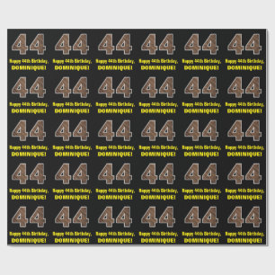 44:e födelsedagen: Namn & Faux Wood Grain Mönster Presentpapper