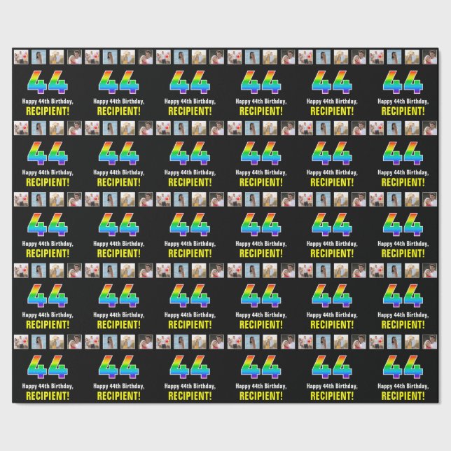 44:e födelsedagen: Rainbow "44"; Anpassningsbar Ph Presentpapper (Seam)