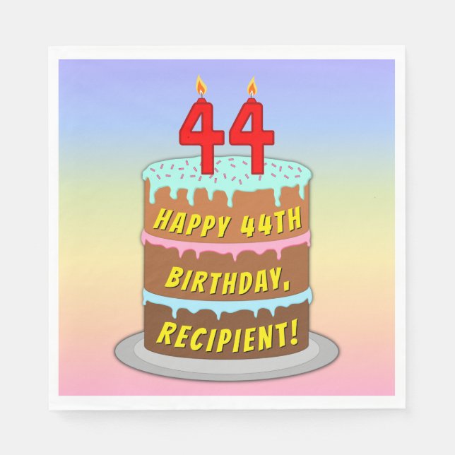 44:e födelsedagen: Roligt Cake and Candles + Custo Pappersservett (Framsidan)