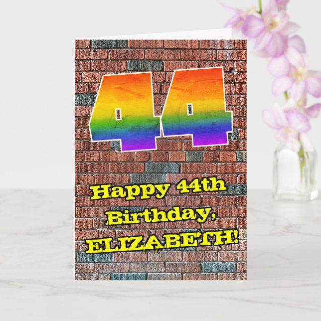 44:e födelsedagen: Roligt Graffiti-Inspired Rainbo Kort (Orkide)