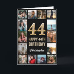 44:e Grattis på födelsedagen Black and Guld Photo  Kort<br><div class="desc">44:e Grattis på födelsedagen Black and Guld Photo Collage Birthday Card. Om du vill göra ytterligare anpassningar klickar du på knappen "Anpassa" och användor verktyg som är utformat för att ändra mallen.</div>