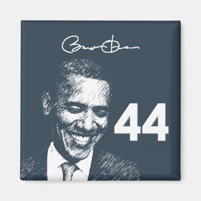 44:e president: president Obama namnteckning med Magnet (Framsidan)