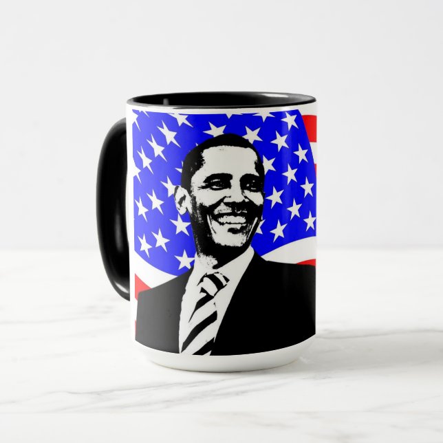 44:e presidenten, Barack Obama och Flagga Coffee M Mugg (Framsida vänster)