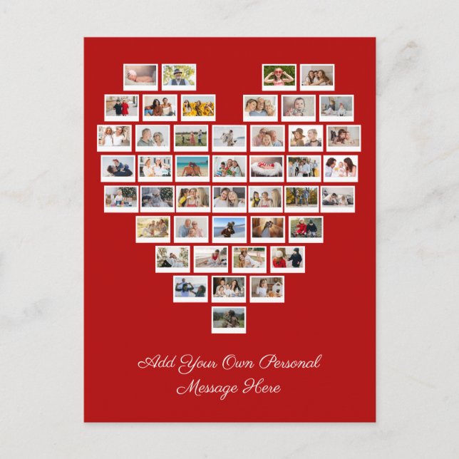 44 Fotoskiss Lägg till din egen hälsning Vit hjärt Vykort (Framsida)