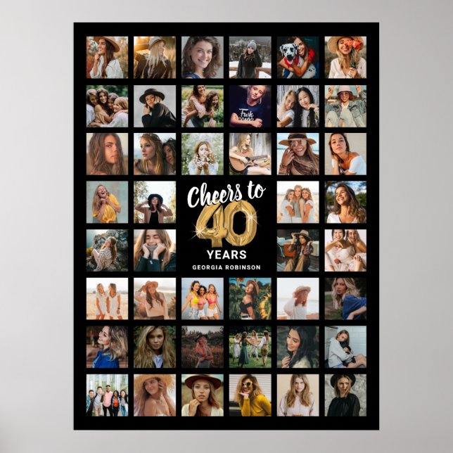 44 Photo Collage 40th Birthday Poster (Framsidan)