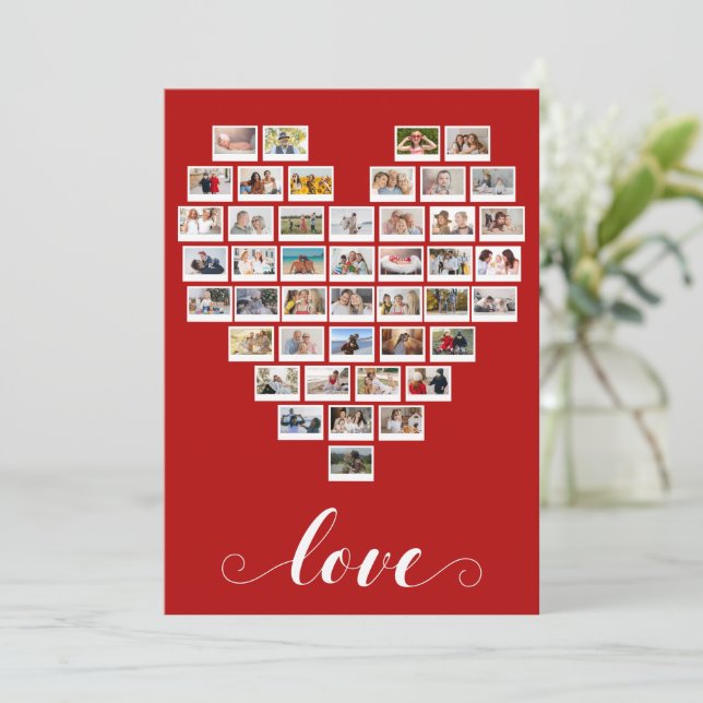 44 Photo Collage Camera Film Love White Heart Card (Stående Fram)